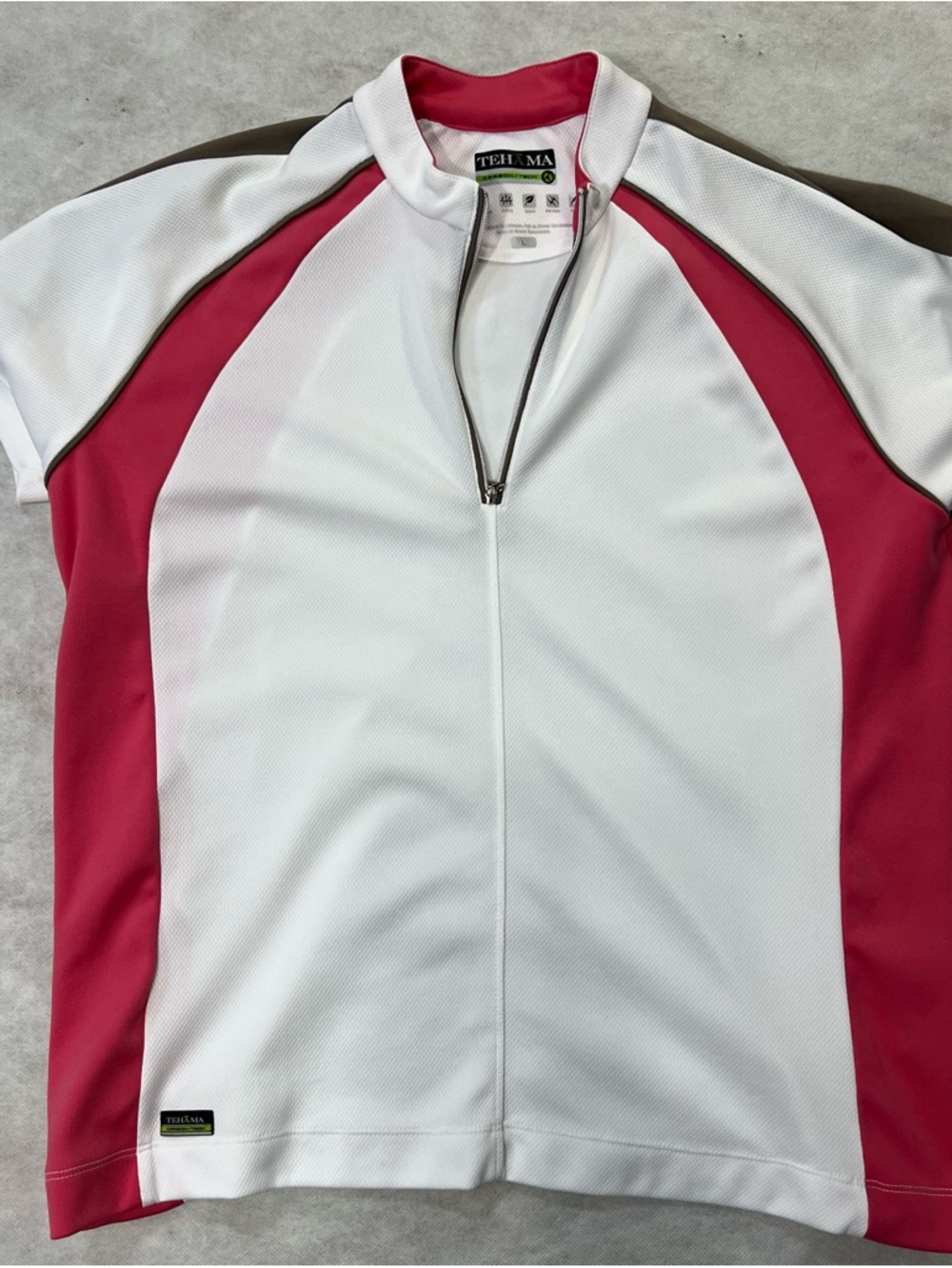 TEHAMA Women's Size L Pink UV Protection Carbon Tech Short Slv Polo Golf Shirt